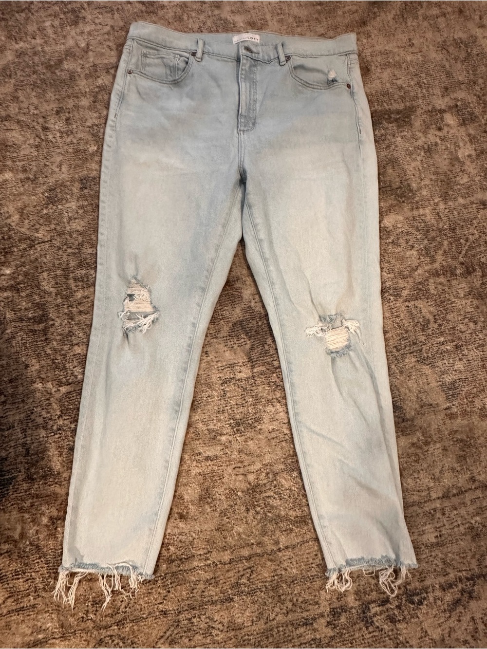 LOFT Light Blue Distressed Boyfriend Jeans